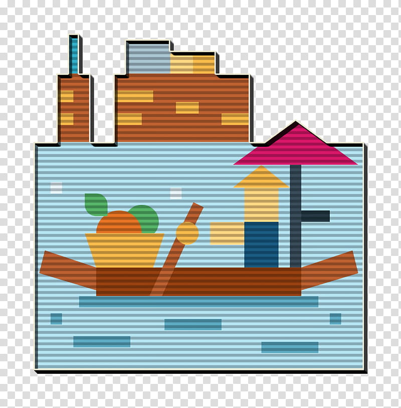 Floating market icon Thailand icon Pattaya icon, Orange, Vehicle, Container Ship, City transparent background PNG clipart