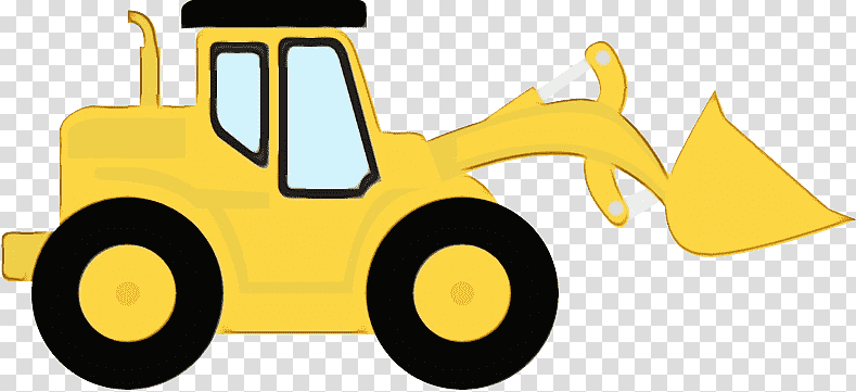 cartoon bulldozer yellow automobile engineering, Watercolor, Paint, Wet Ink, Cartoon transparent background PNG clipart