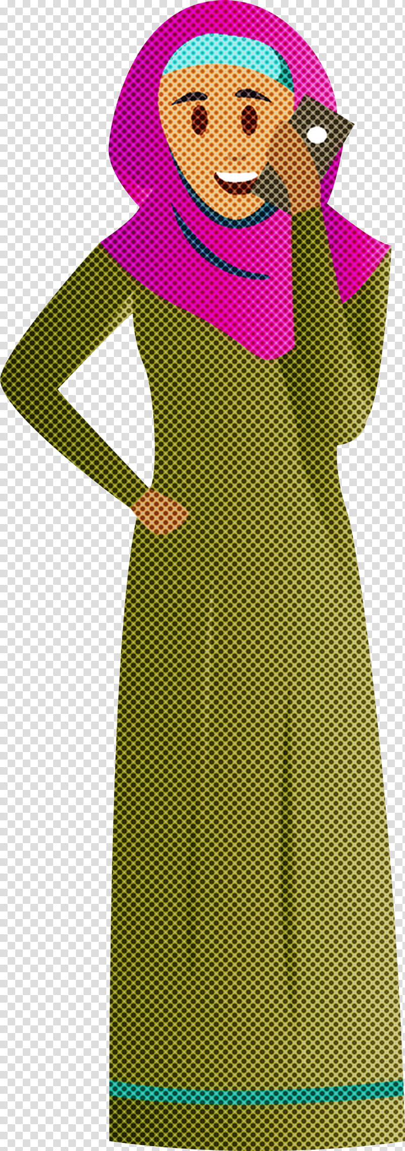 Arabic Woman Arabic Girl, Green, Clothing, Day Dress, Yellow, Polka Dot, Neck, Sleeve transparent background PNG clipart