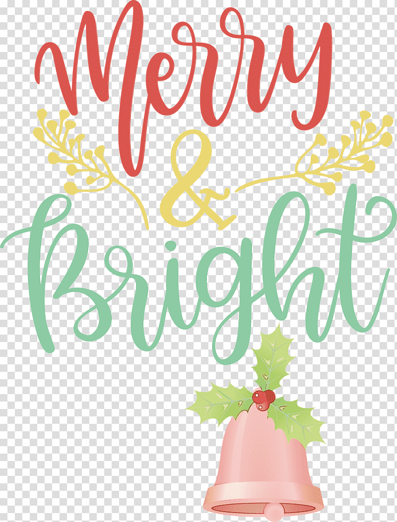 Floral design, Merry And Bright, Watercolor, Paint, Wet Ink, Sticker, Greeting Card transparent background PNG clipart