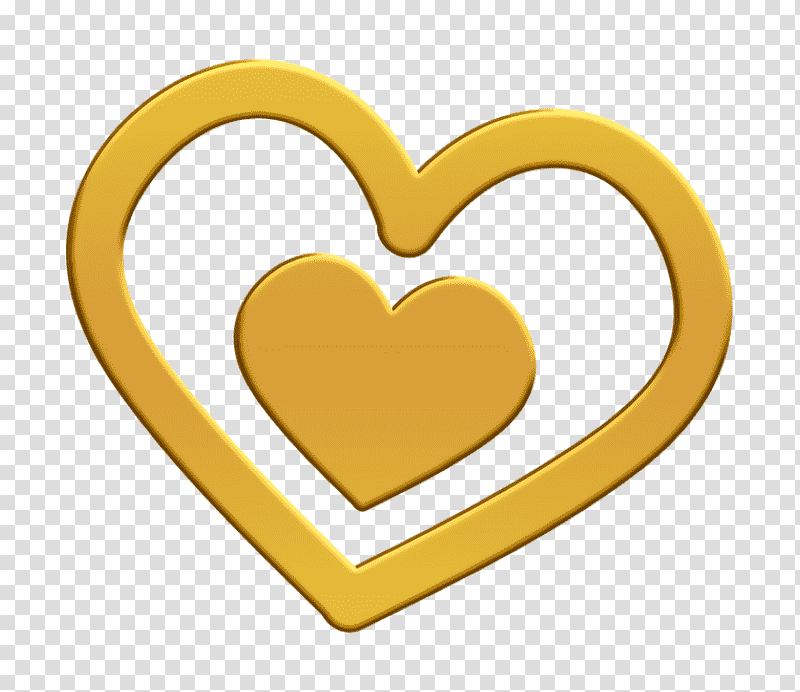 Love hand drawn couple of hearts icon shapes icon Heart icon, Hand Drawn Icon, Symbol, Yellow, Cartoon, Chemical Symbol, Jewellery transparent background PNG clipart