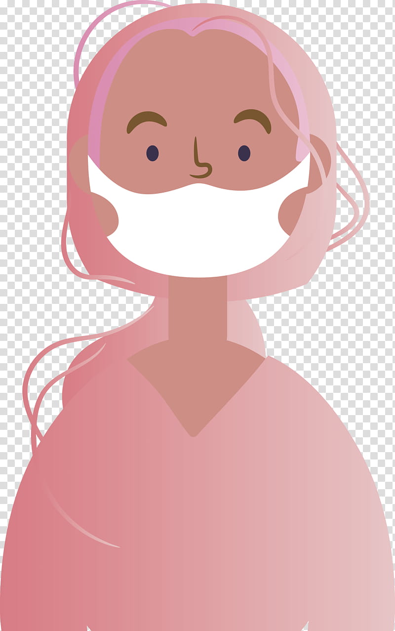 Wearing Mask Coronavirus Corona, Face, Pink, Cartoon, Nose, Head, Cheek, Lip transparent background PNG clipart