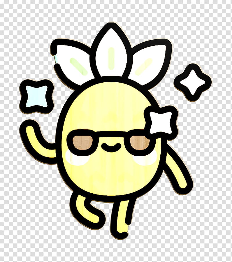 Pineapple Character icon Cool icon, Yellow, White, Facial Expression, Cartoon, Head, Smile, Glasses transparent background PNG clipart