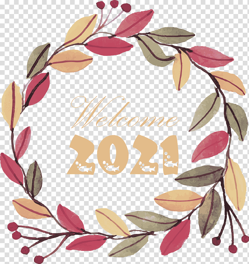 Happy New Year 2021 Welcome 2021 Hello 2021, Floral Design, Flower Bouquet, Cut Flowers, Watercolor Painting, Rose, Floristry transparent background PNG clipart