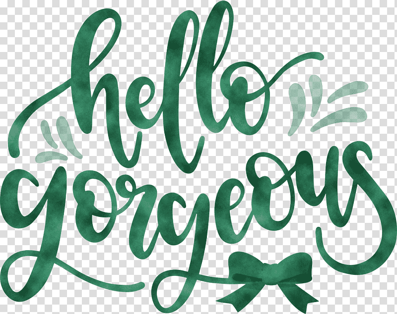 Fashion Hello Gorgeous, Logo, Calligraphy, Symbol, Green, Flower, Meter transparent background PNG clipart