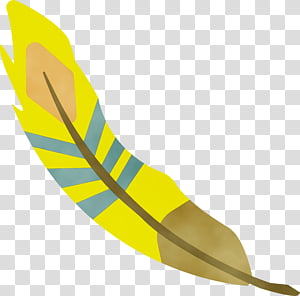 yellow line, Cartoon Feather, Watercolor Feather, Vintage Feather, Paint, Wet Ink transparent background PNG clipart thumbnail