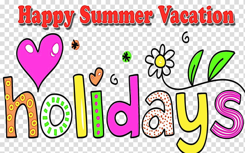 Summer vacation, Watercolor, Paint, Wet Ink, Summer
, Happiness, School Holiday, Text transparent background PNG clipart