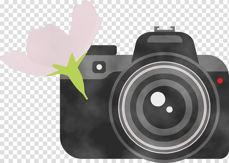 Camera Lens, Flower, Watercolor, Paint, Wet Ink, Mirrorless Interchangeablelens Camera, Digital Camera transparent background PNG clipart