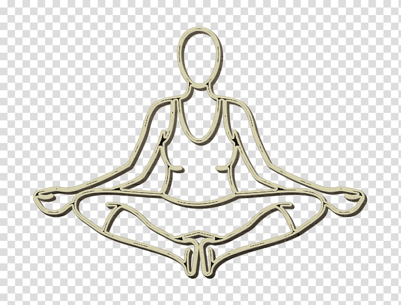 Woman On Lotus Position Front View icon people icon Yoga and pilates icon, Yoga Icon, Silver, Line, Jewellery, Human Body, Mathematics transparent background PNG clipart