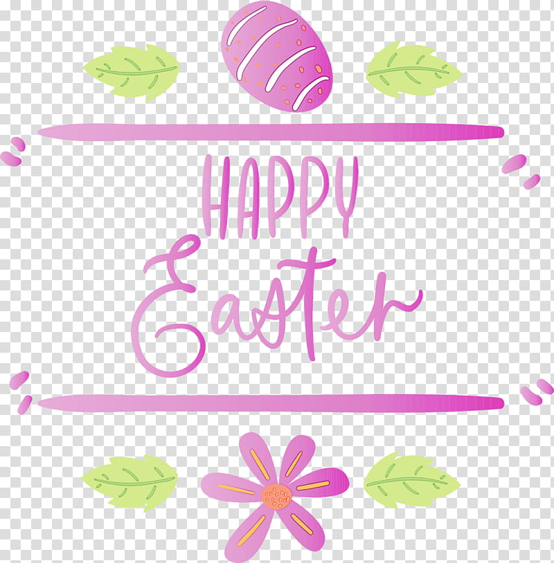 text pink font line logo, Easter Day, Easter Sunday, Happy Easter, Watercolor, Paint, Wet Ink transparent background PNG clipart