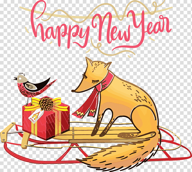 fox red fox gratis drawing license, 2021 Happy New Year, 2021 New Year, Watercolor, Paint, Wet Ink transparent background PNG clipart