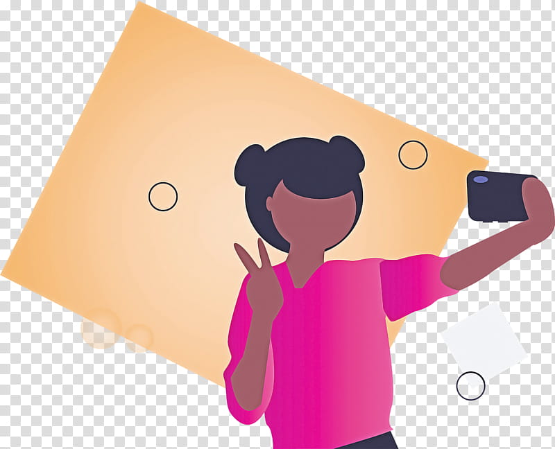 Taking selfie girl camera, Phone, Cartoon, Pink, Gesture transparent background PNG clipart