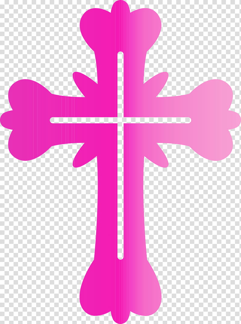 cross pink symbol magenta religious item, Easter Day, Watercolor, Paint, Wet Ink transparent background PNG clipart