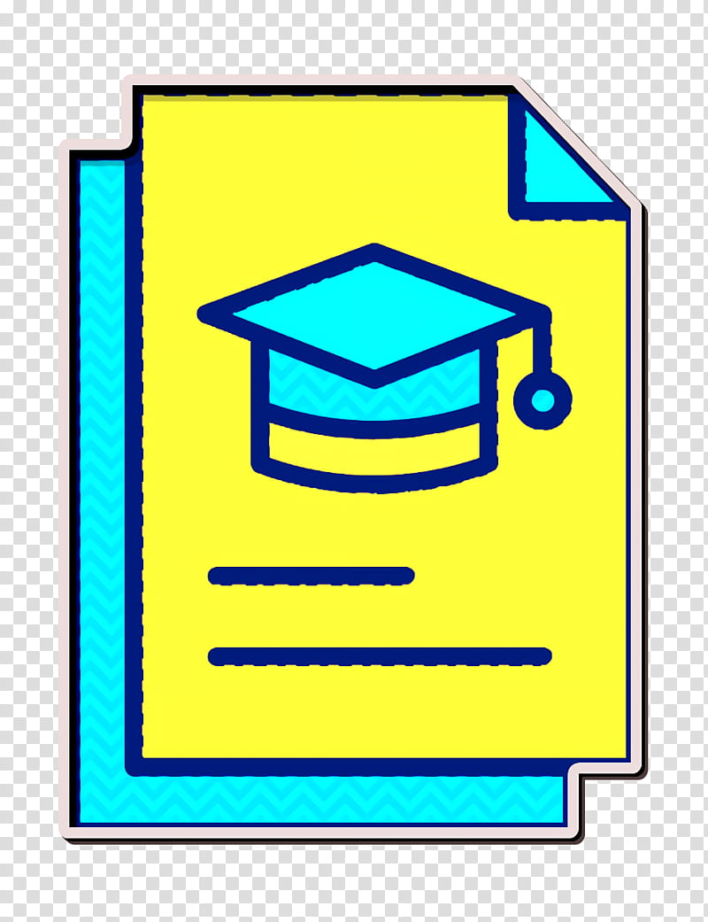 Graduation icon File icon School icon, Blue, Yellow, Line, Rectangle transparent background PNG clipart