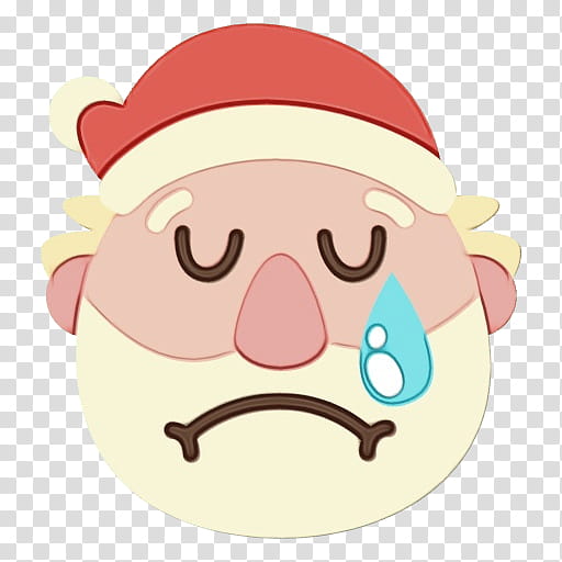 Smiley Face, Santa Claus, Christmas Day, Tears, Crying, Emoticon, Sadness, Cartoon transparent background PNG clipart