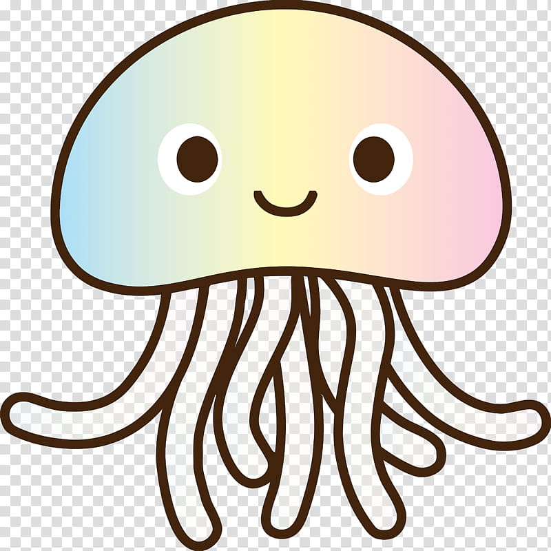 baby jellyfish jellyfish, Cartoon, Octopus, Nose, Head, Smile, Line, Line Art transparent background PNG clipart