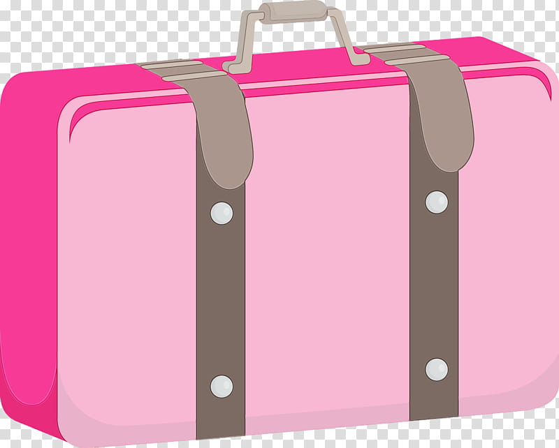 hand luggage baggage bag pink m hand, Travel Elements, Watercolor, Paint, Wet Ink transparent background PNG clipart