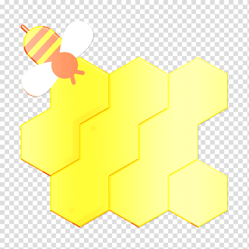 Honeycomb icon Honey icon Farm icon, Cartoon, Yellow, Line, Meter, Geometry, Biology transparent background PNG clipart