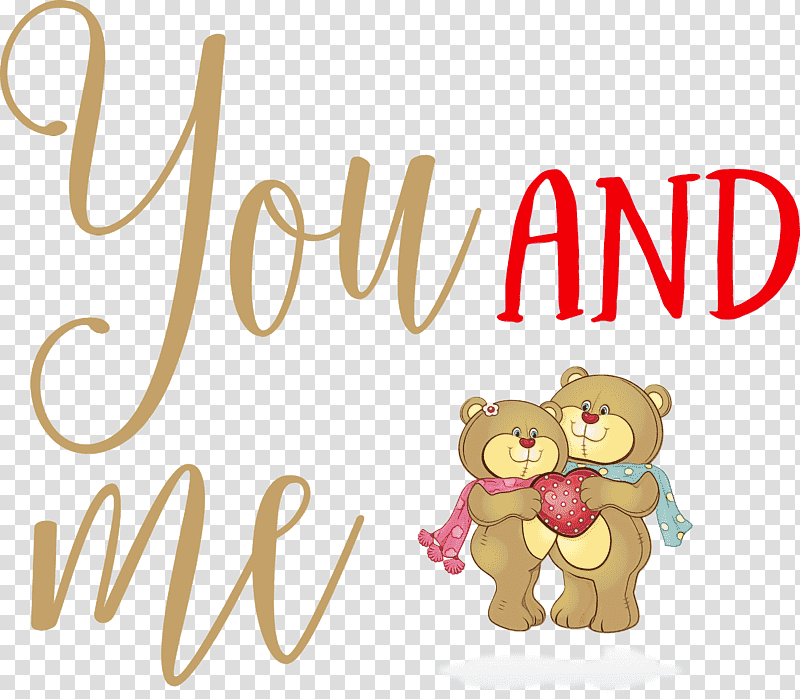 Teddy bear, You And Me, Valentines Day, Quotes, Watercolor, Paint, Wet Ink transparent background PNG clipart