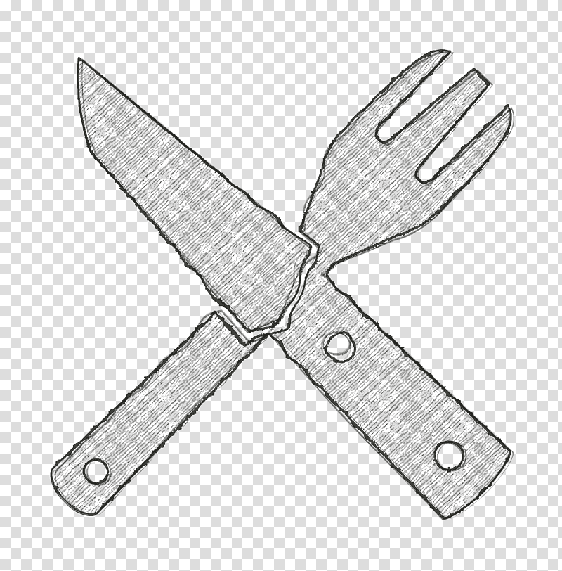 Hotel icon commerce icon Meal icon, Restaurant Utensils Crossed Icon, Line Art, Angle, Black And White M, Cold Weapon, Geometry transparent background PNG clipart
