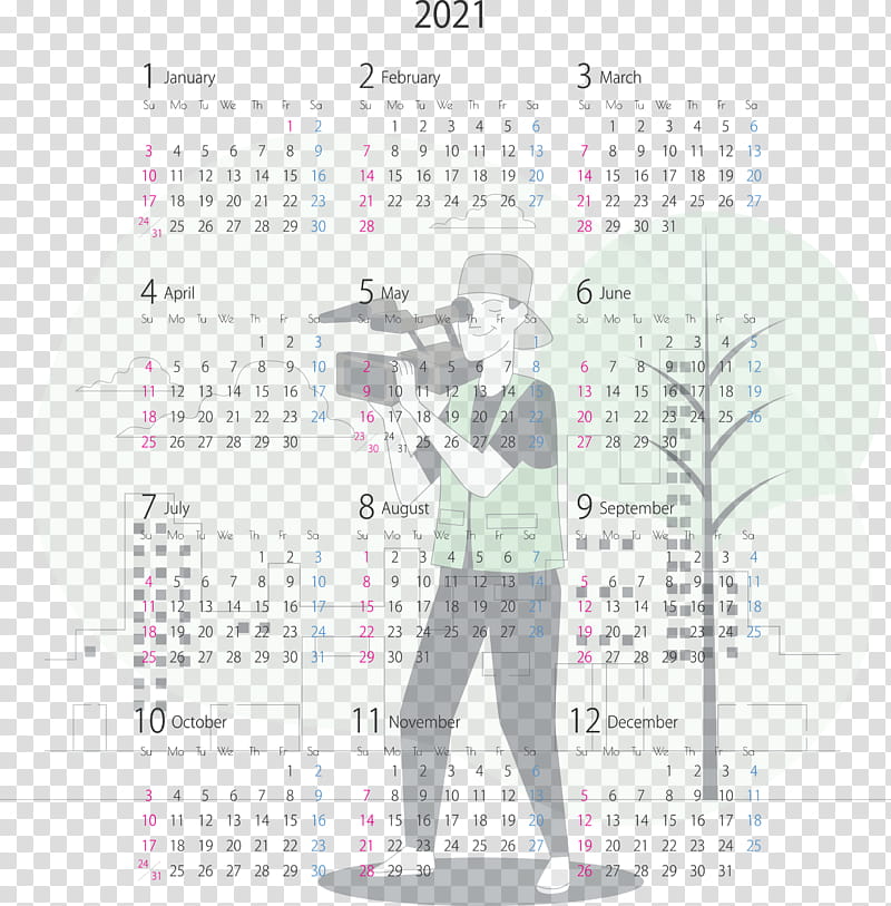 2021 yearly calendar Printable 2021 Yearly Calendar Template 2021 Calendar, Year 2021 Calendar, Camera Operator, Movie Camera, Videography, Videographer transparent background PNG clipart