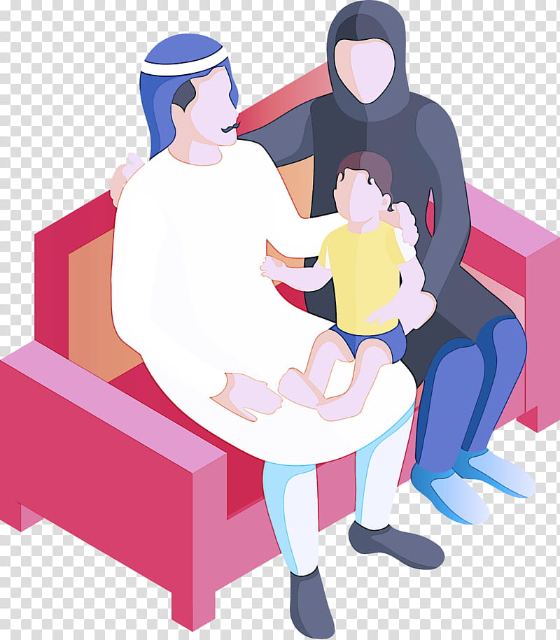 Arabic Family Arab people Arabs, Cartoon, Sitting, Furniture, Table, Conversation transparent background PNG clipart