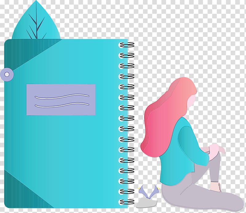 turquoise teal aqua paper product turquoise, Notebook, Girl, Watercolor, Paint, Wet Ink transparent background PNG clipart