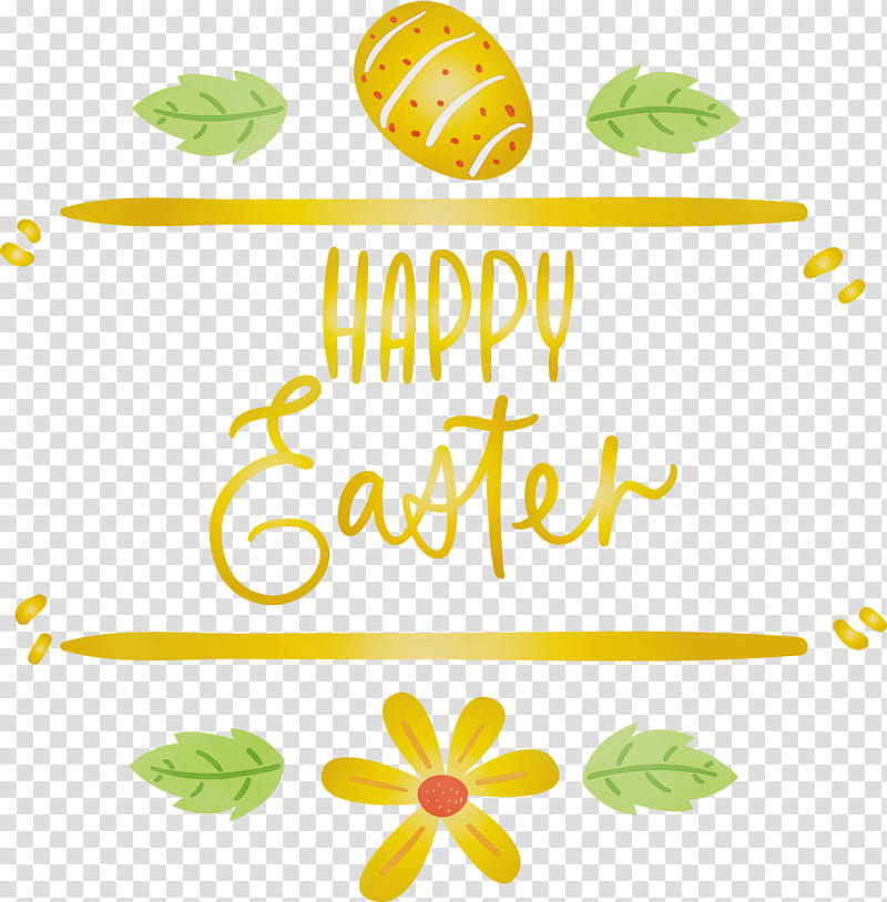 leaf yellow green text plant, Easter Day, Easter Sunday, Happy Easter, Watercolor, Paint, Wet Ink, Logo transparent background PNG clipart