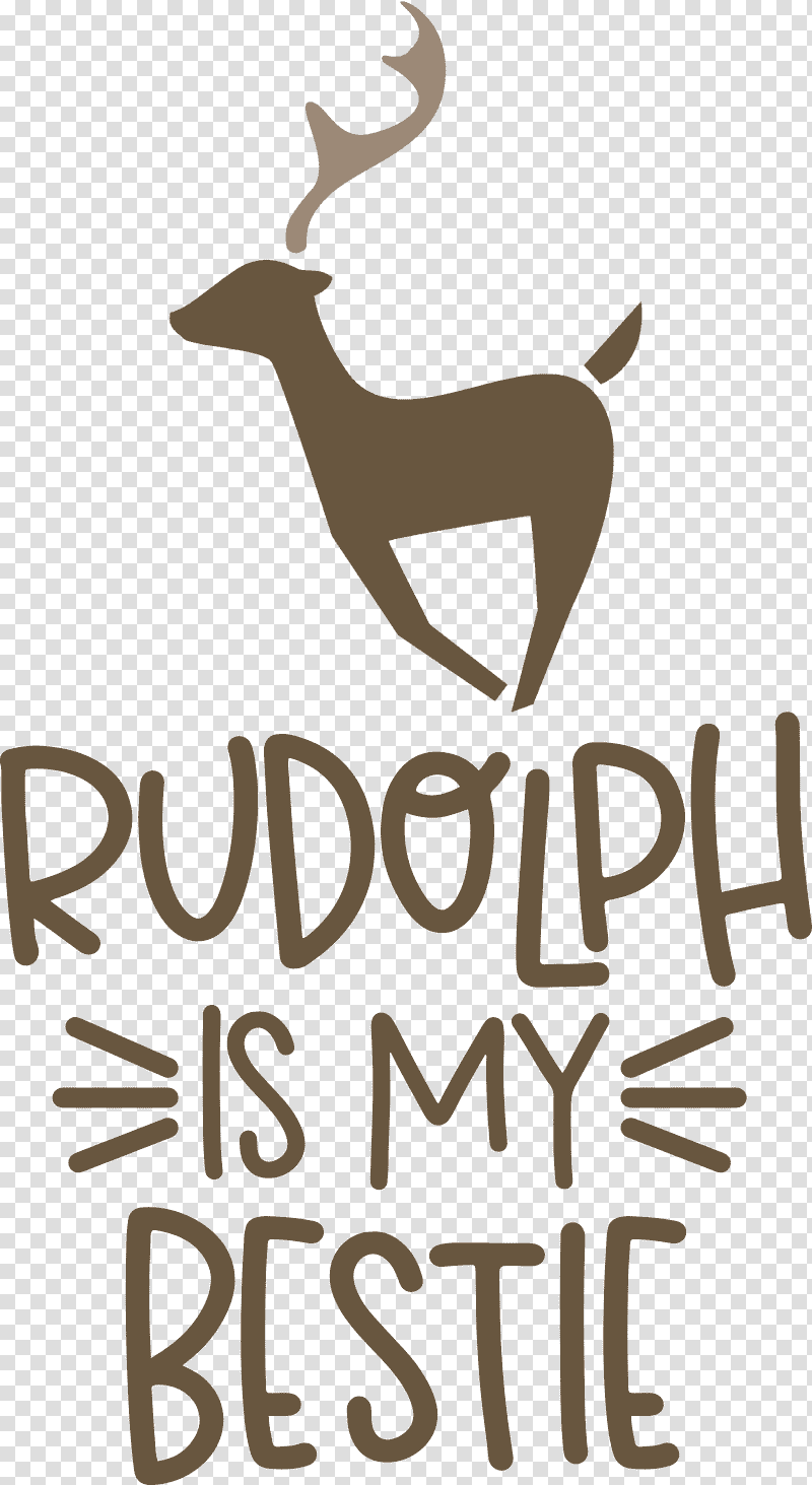 Rudolph is my bestie Rudolph Deer, Christmas , Reindeer, Black And White M, Logo, Meter, Antler transparent background PNG clipart
