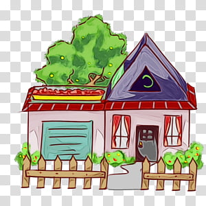 house cartoon shed roof home, Watercolor, Paint, Wet Ink, Cottage, Building, Facade, Hut transparent background PNG clipart thumbnail