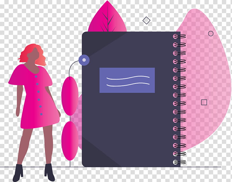 notebook girl, Pink, Violet, Purple, Magenta transparent background PNG clipart