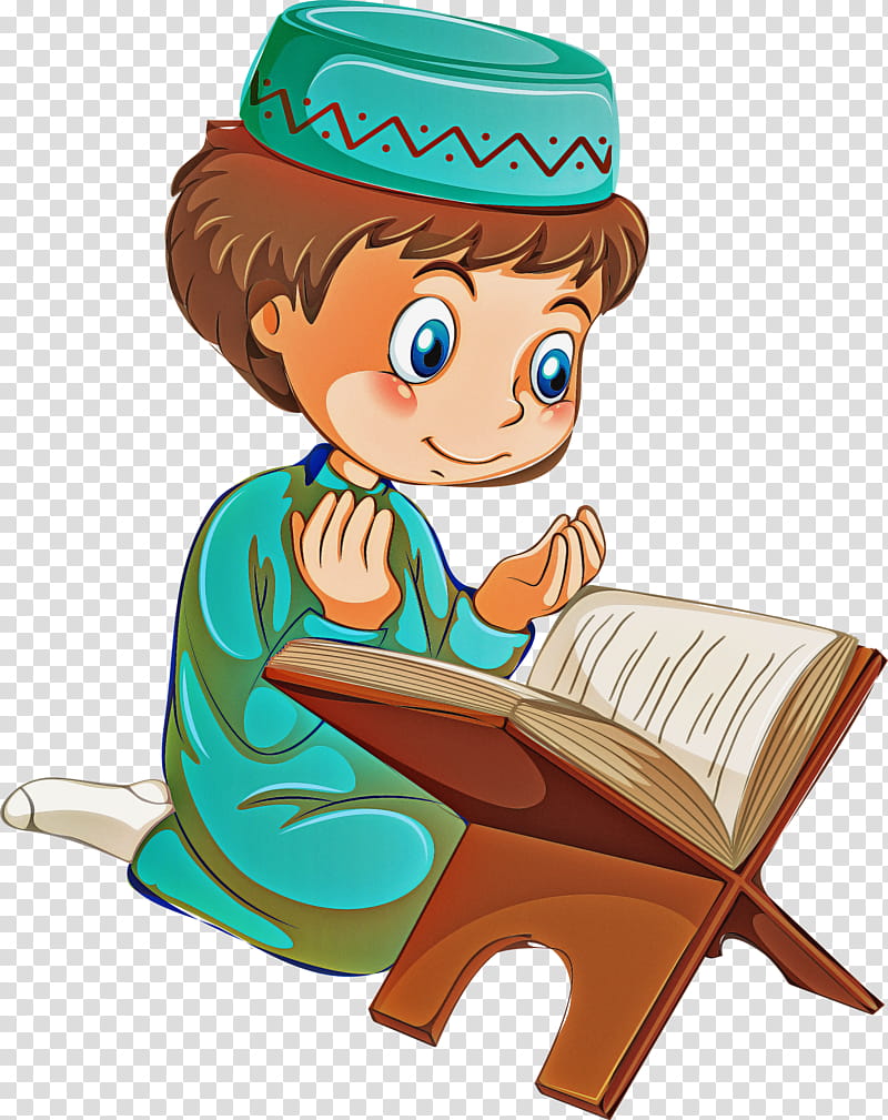 Muslim People, Cartoon, Reading, Sitting transparent background PNG clipart