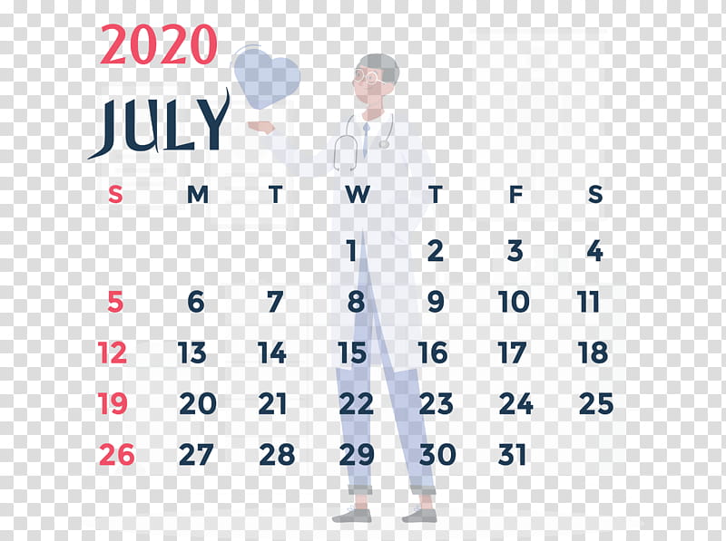 July 2020 Printable Calendar July 2020 Calendar 2020 Calendar, Tshirt, Dobok, Sleeve M, Pajamas, Uniform, Meter, Outerwear transparent background PNG clipart