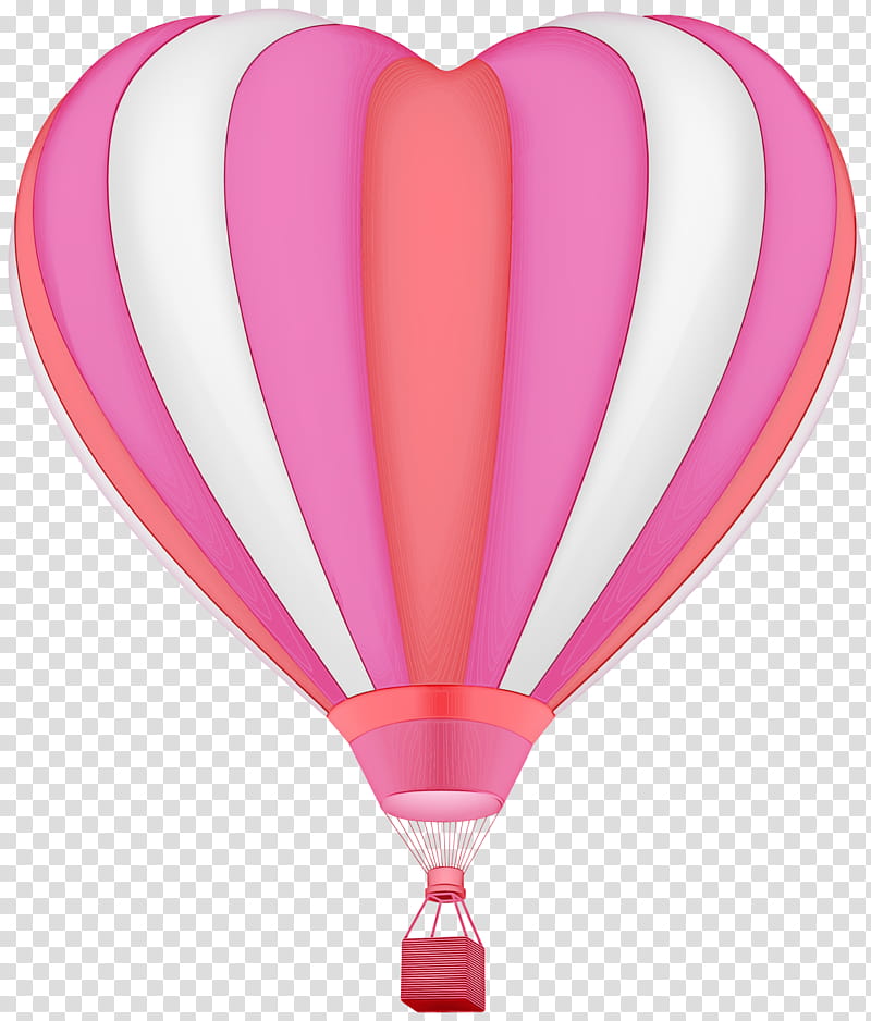 Hot air balloon, Watercolor, Paint, Wet Ink, Pink, Heart, Magenta, Line transparent background PNG clipart