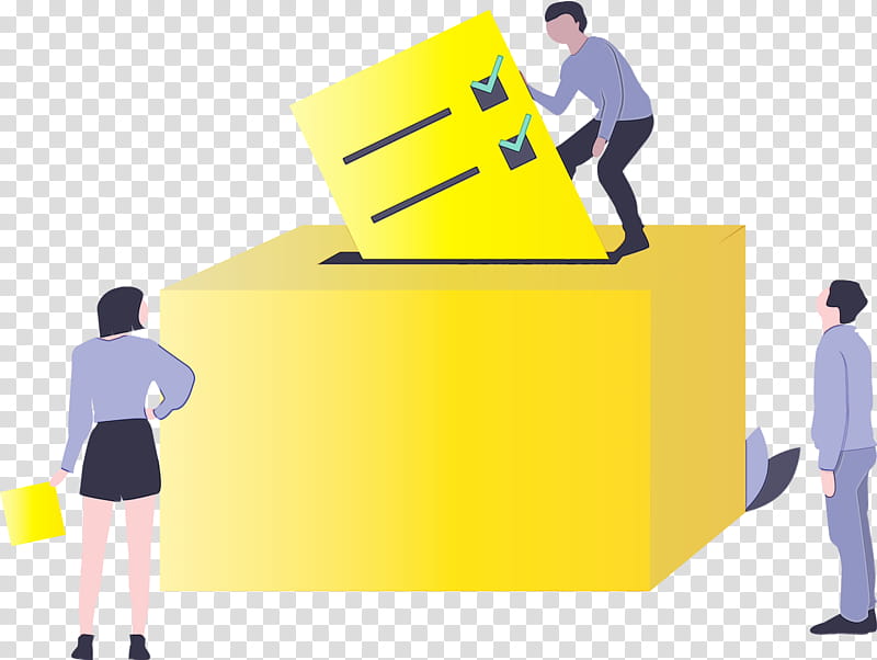 yellow job warehouseman business package delivery, Vote, Election Day, Watercolor, Paint, Wet Ink, Relocation, Gesture transparent background PNG clipart