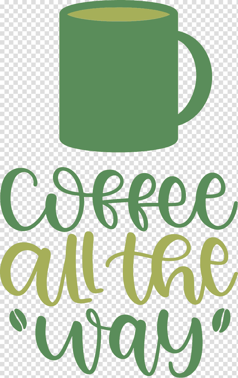 Coffee All The Way Coffee, Logo, Calligraphy, Mug, Symbol, Tree, Leaf transparent background PNG clipart