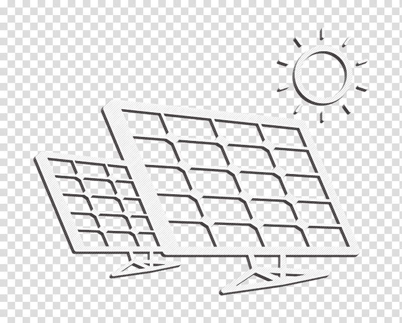 Solar panels couple in sunlight icon Energy Icons icon Tools and utensils icon, Solar Icon, Line, Chromebook, Meter, Black, Google transparent background PNG clipart