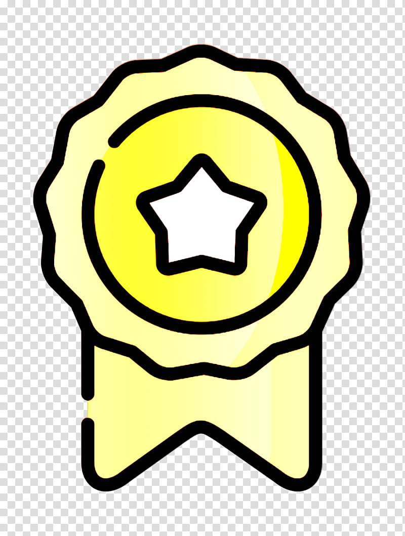 Award icon Medal icon Rewards icon, Yellow, Line, Symbol, Sticker transparent background PNG clipart