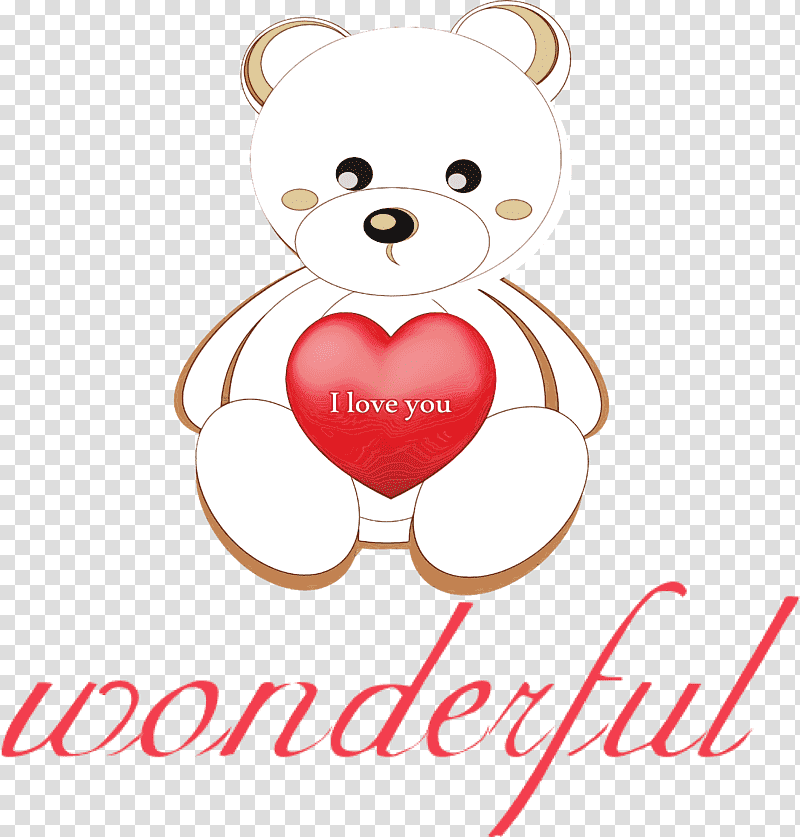 Teddy bear, Wonderful, Valentines Day, Watercolor, Paint, Wet Ink, Denim transparent background PNG clipart