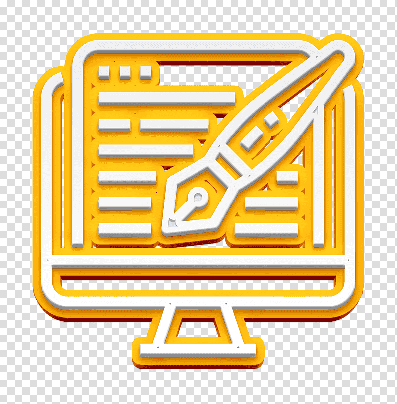 Writer icon Creative icon, Logo, Symbol, Yellow, Line, Meter, Geometry transparent background PNG clipart