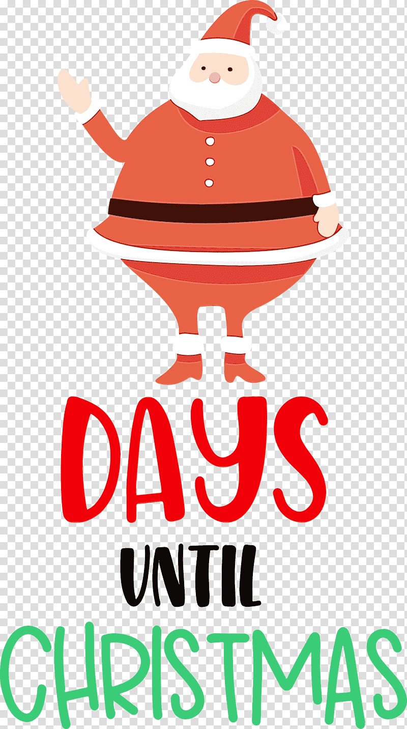 Christmas Day, Days Until Christmas, Christmas , Santa Claus, Watercolor, Paint, Wet Ink transparent background PNG clipart