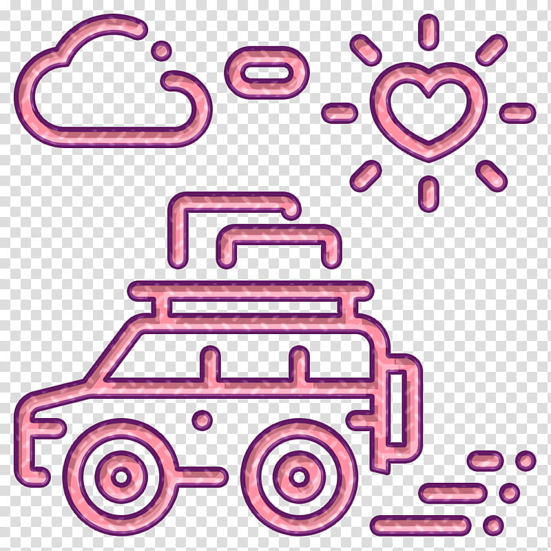 Jeep icon Wedding icon Honeymoon icon, Pink, Line, Vehicle, Coloring Book, Line Art, Magenta, Sticker transparent background PNG clipart