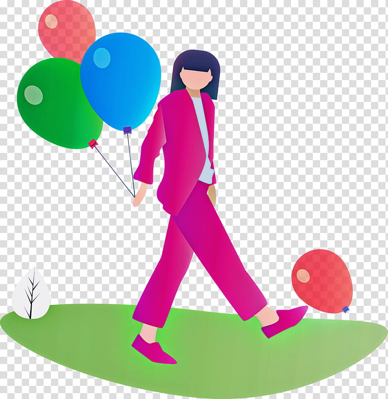 party partying happy feeling, Balloon, Woman, Magenta, Recreation, Games, Balance, Play transparent background PNG clipart
