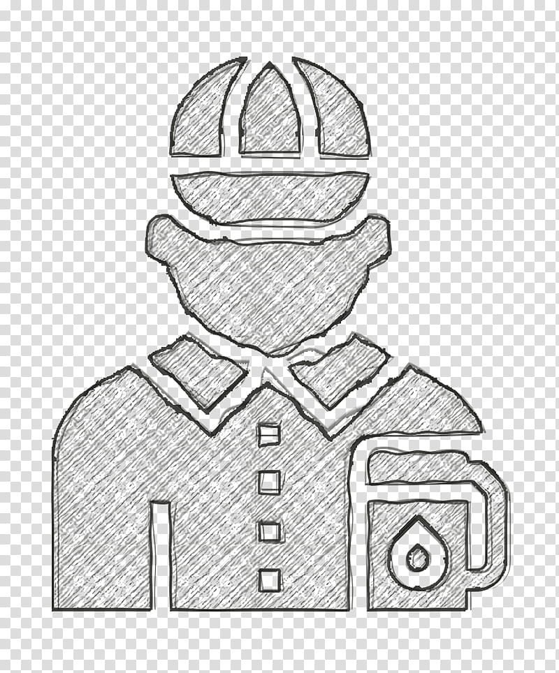 Jobs and Occupations icon Gas station attendant icon, Line Art, Coloring Book transparent background PNG clipart