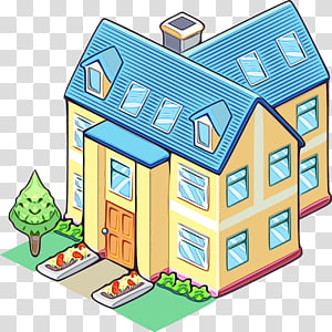 house property home real estate building, Watercolor, Paint, Wet Ink, Roof, Land Lot, Residential Area, Cottage transparent background PNG clipart thumbnail