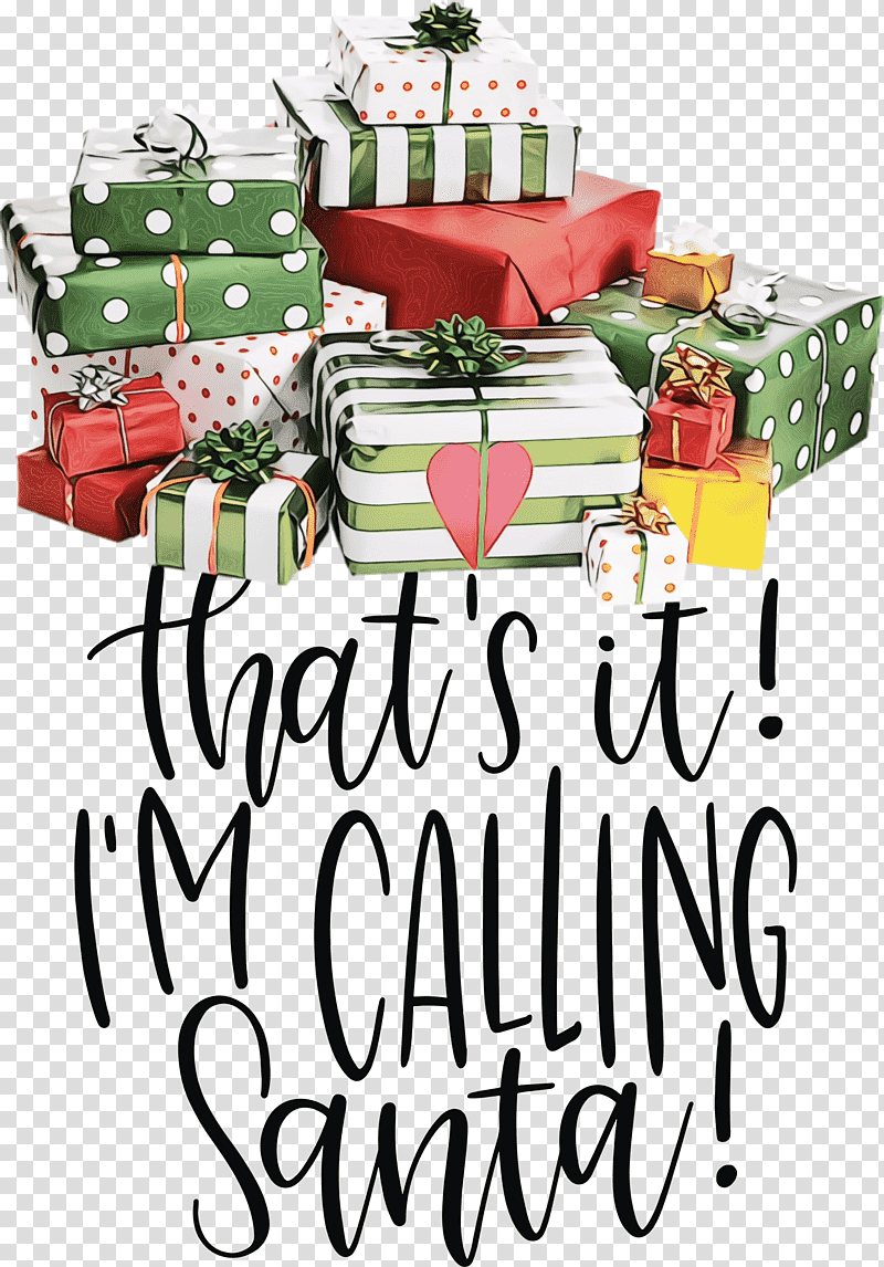 Christmas Day, Calling Santa, Christmas , Watercolor, Paint, Wet Ink, Gift Basket transparent background PNG clipart