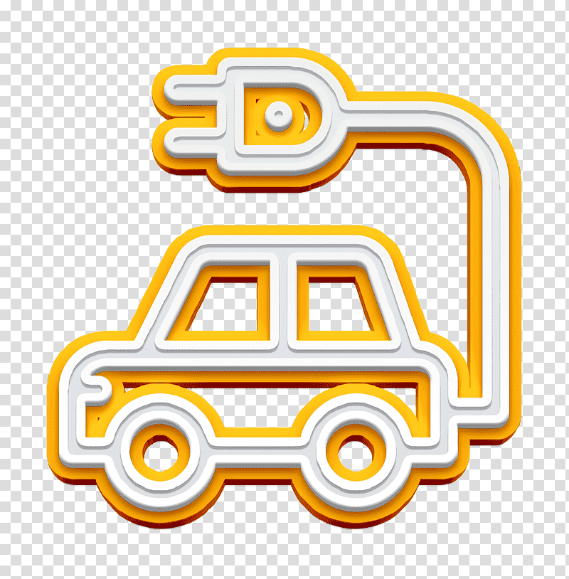 Climate Change icon Electric car icon Car icon, Symbol, Yellow, Chemical Symbol, Line, Meter, Geometry transparent background PNG clipart