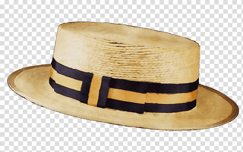 Fedora, Watercolor, Paint, Wet Ink, Clothing, Hat, Yellow transparent background PNG clipart