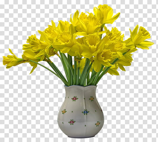 Artificial flower, Vase, Yellow, Cut Flowers, Plant, Flowerpot, Narcissus, Grass transparent background PNG clipart