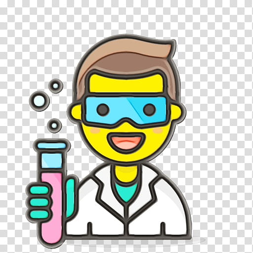 icon scientist science emoji, Watercolor, Paint, Wet Ink transparent background PNG clipart